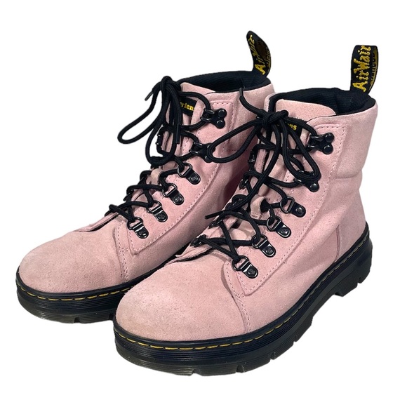 Doc Dr Martens Combs Women's Suede Leather Combat Boots Eur 39 US 8 UK 6 Pink - Picture 2 of 9
